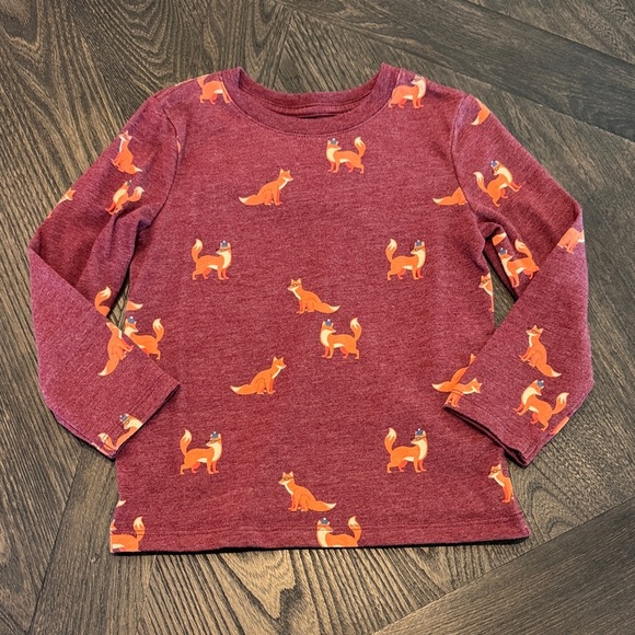 Cat & Jack Other - Cat & Jack Maroon Fox Print Long Sleeve Tee